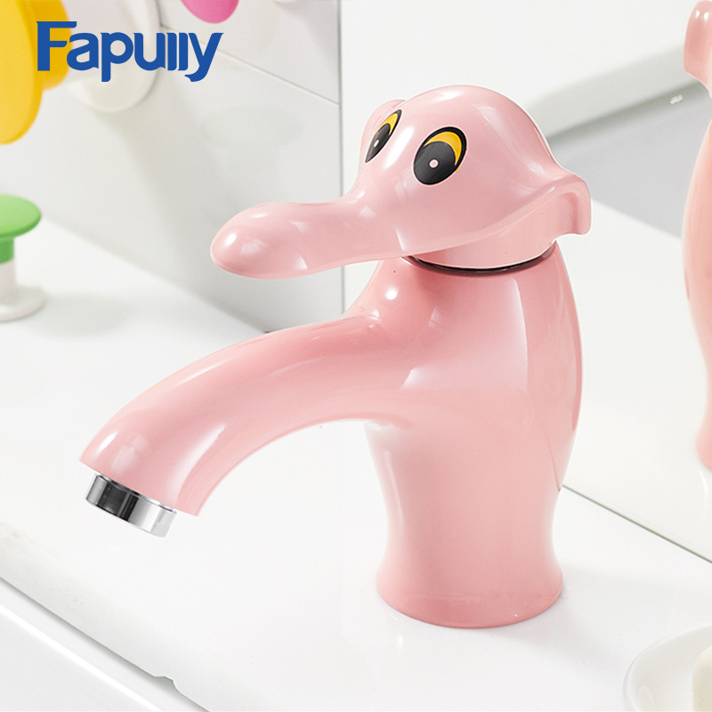 Fapully Cartoon Animal Elephant Design Pink/Orange/White Children Health Bathroom Faucet