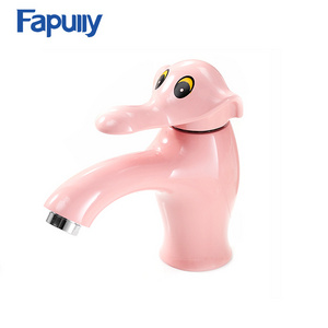 Fapully Cartoon Animal Elephant Design Basin Mixer Tap Pink/Orange/White Children Health Bathroom Animal Shape Faucet