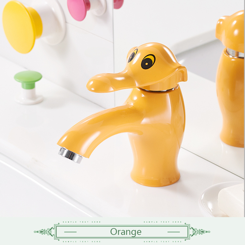 Fapully Cartoon Animal Elephant Design Basin Mixer Tap Pink/Orange/White Children Health Bathroom Animal Shape Faucet