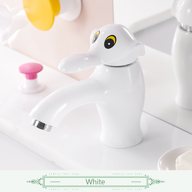 Fapully Cartoon Animal Elephant Design Basin Mixer Tap Pink/Orange/White Children Health Bathroom Animal Shape Faucet