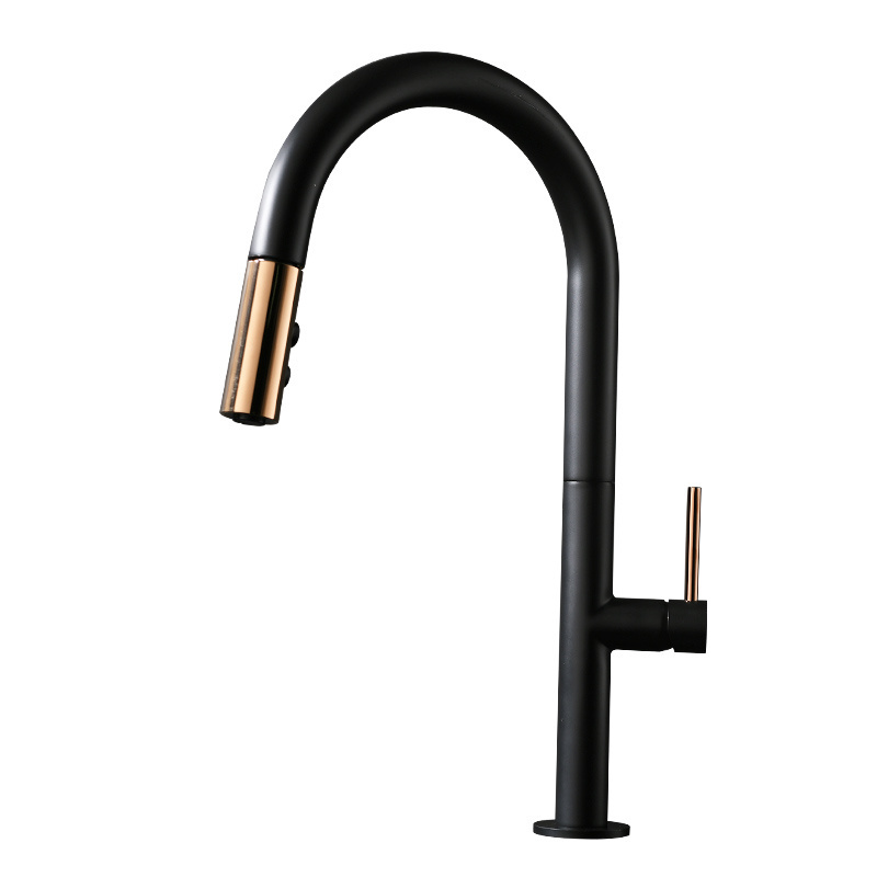 New Style Black Pull Down Brass Sink Kitchen Faucet