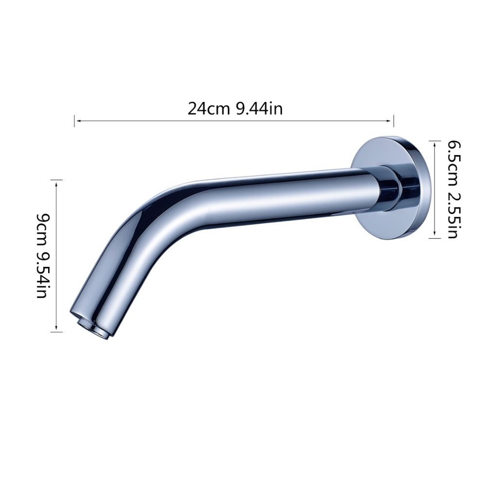 Fapully Save Water Bathroom Wall Mounted Electrical Sensor Automatic Faucet Brass Modern Contemporary Ceramic Hotel Polished