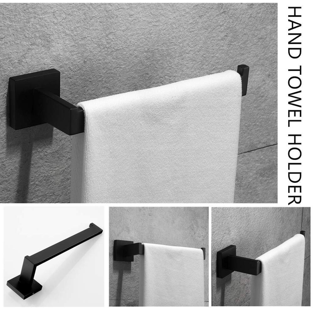 4 Piece Square Design Towel bar set Matt Black Modern Bathroom Accessories Hardware Set