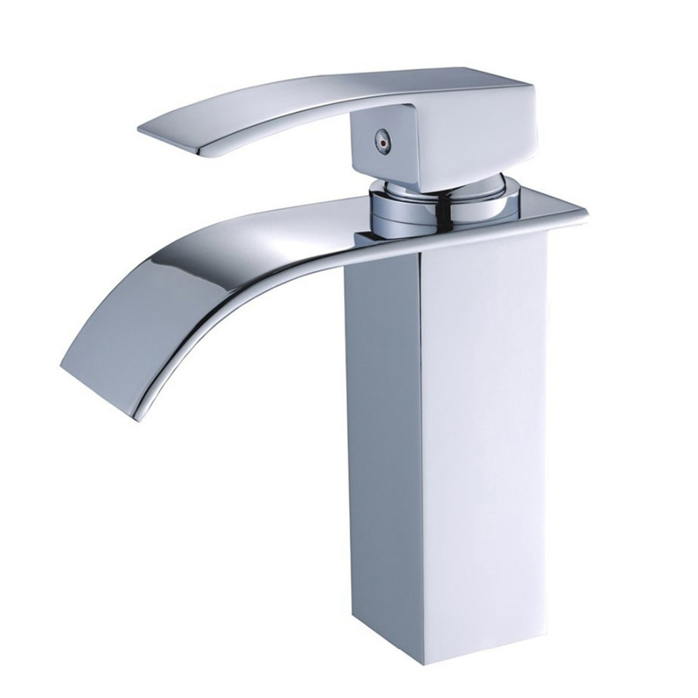 Bathroom Sink Faucet Contemporary Design Waterfall (Chrome Finish)