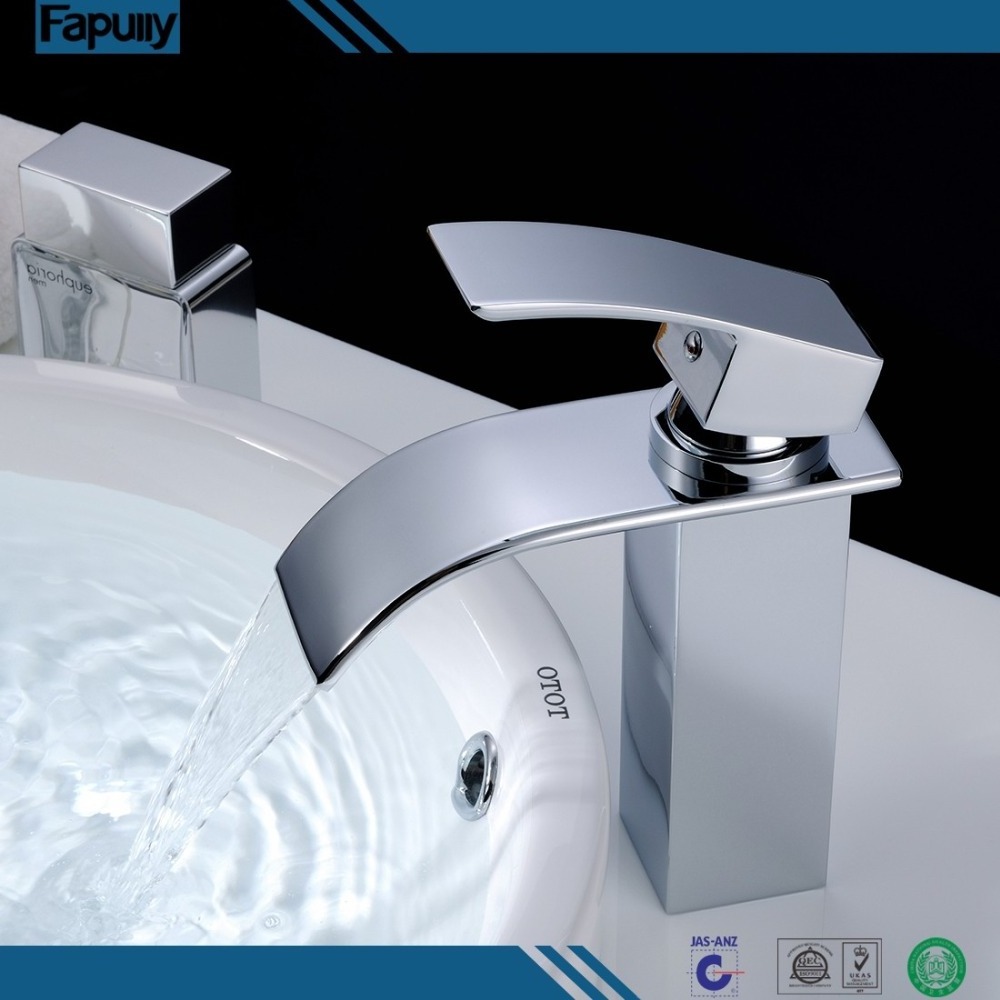 Bathroom Sink Faucet Contemporary Design Waterfall (Chrome Finish)