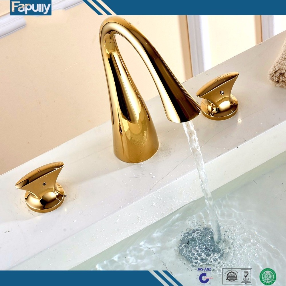 Fapully High quality contemporary bathroom 3 hole gold basin faucet