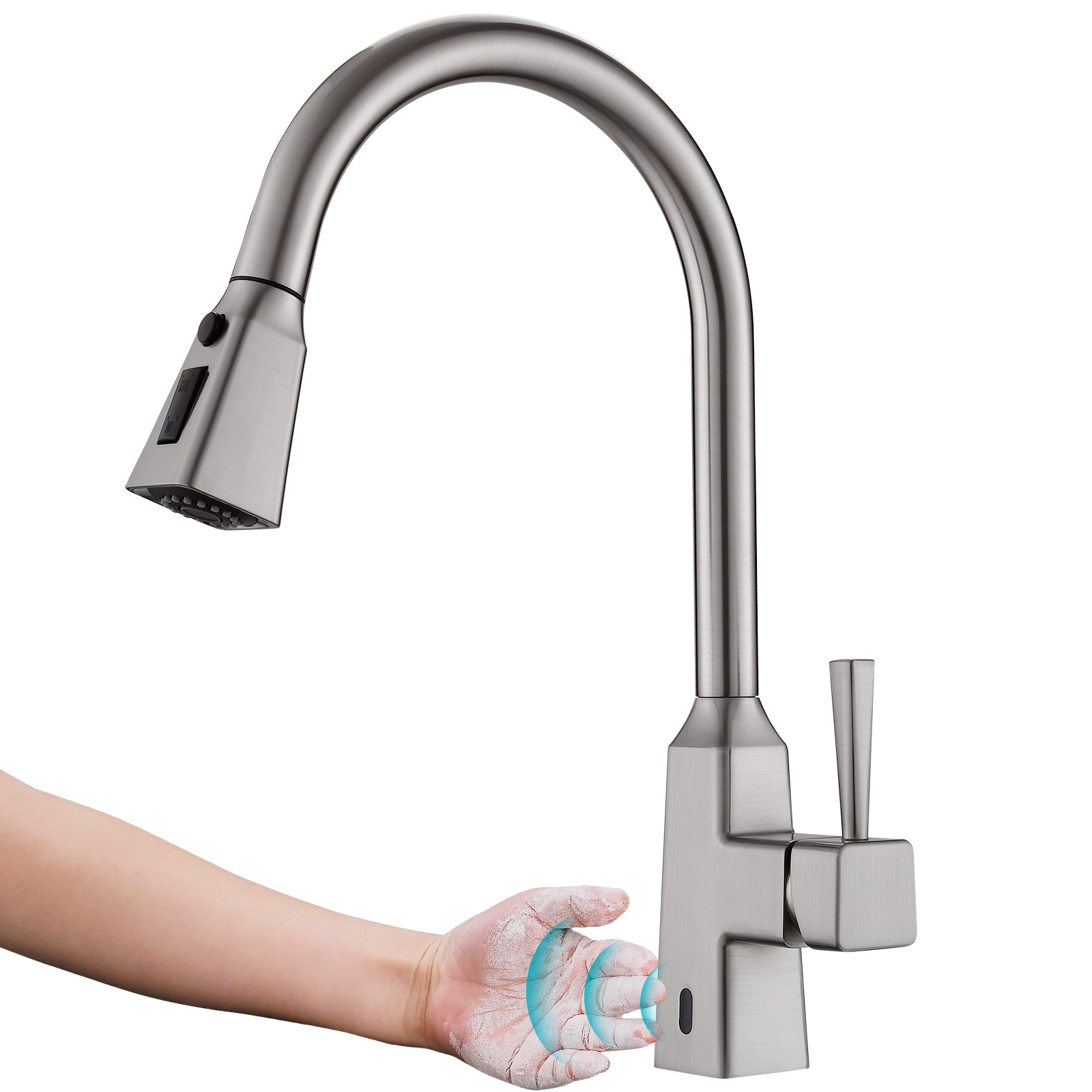 High Quality Single Handle Pull Out Kitchen Touch Sensor Sink Mixer Touchless Kitchen Faucet with Pull Down Brass Modern Ceramic