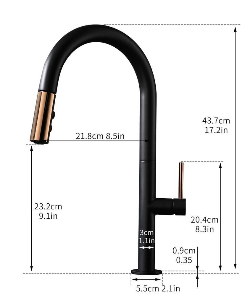 New Style Black Pull Down Brass Sink Kitchen Faucet