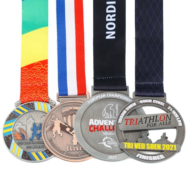 Manufacture Custom Gold Silver Metal Medal Award Competition Zinc Alloy Enamel Marathon Running Medal Sport Medals