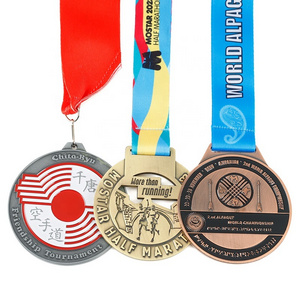 Manufacture Custom Gold Silver Metal Medal Award Competition Zinc Alloy Enamel Marathon Running Medal Sport Medals