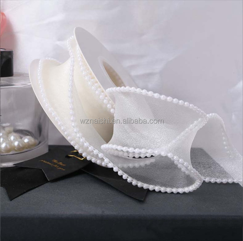 New Product Sweet Ribbon Pearl Lace Flowers Packaging Printed Organza Ribbons Decorative For Ribbons