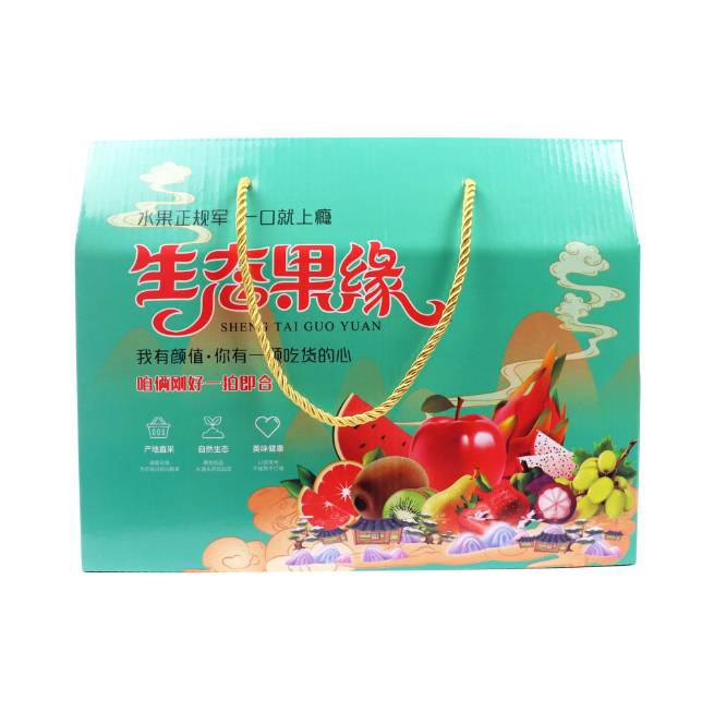 Custom printed fastening Corrugated box handle fruit packing Mango orange packaging boxes