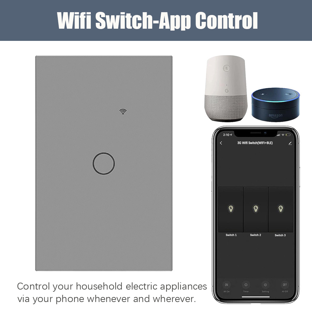 Tuya Remote Smart Switch 16A Tuya app smart switch 1/2/3/4 gang Touch smart switch Works With Alexa Google Home