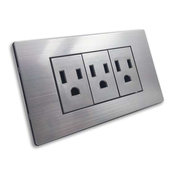 Stainless Steel Panel  Electric interruptor  US standard light home wall switch 9 pins socket outlet electrical