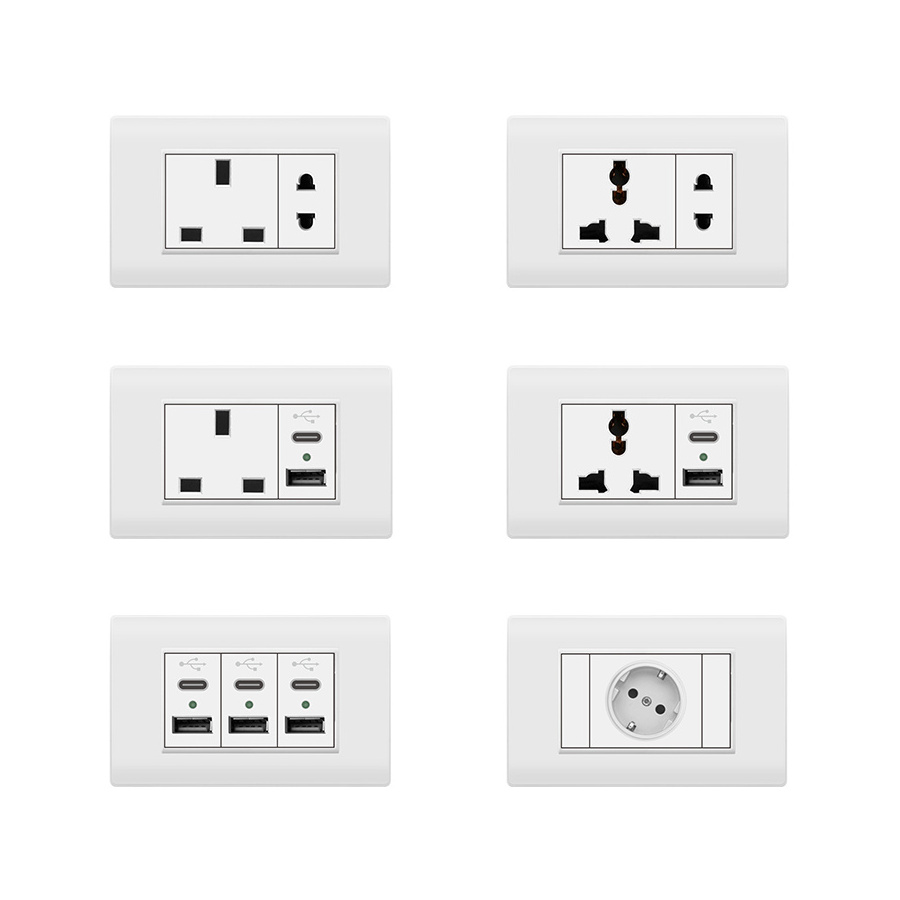 Jermel 118BS-Type White Series Home Sockets European Standard Power Socket Light Switch Wall Switches And Sockets