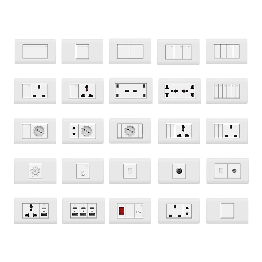 Jermel 118BS-Type White Series Home Sockets European Standard Power Socket Light Switch Wall Switches And Sockets