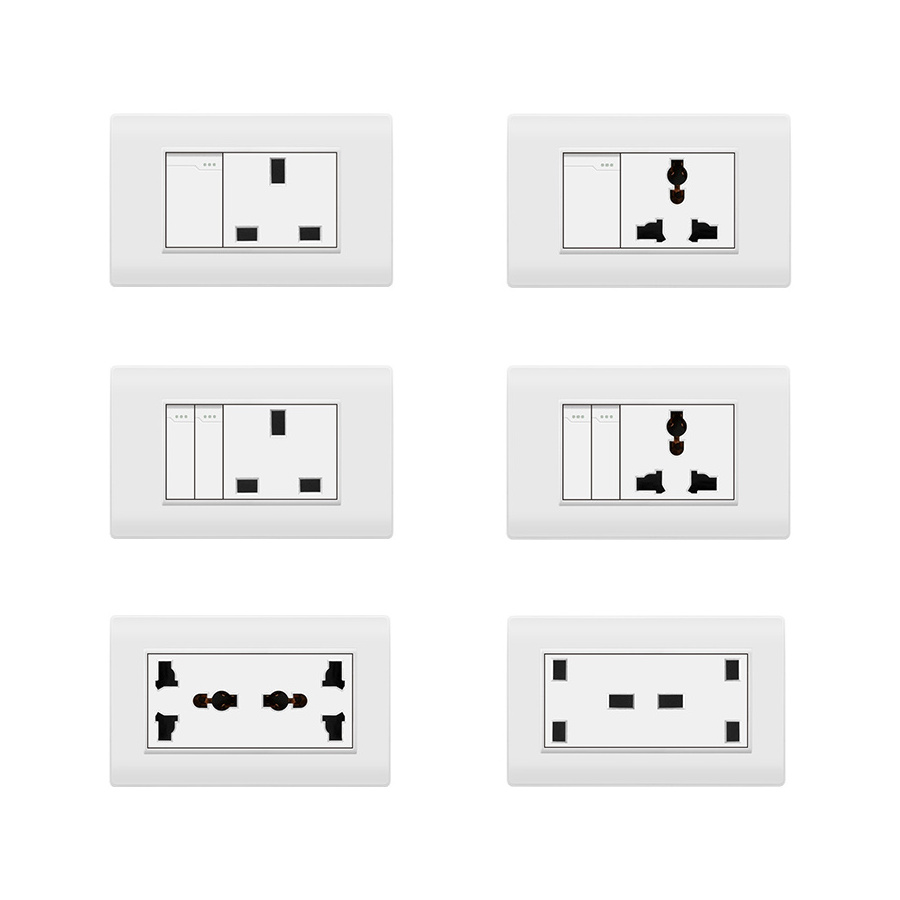 Jermel 118BS-Type White Series Home Sockets European Standard Power Socket Light Switch Wall Switches And Sockets