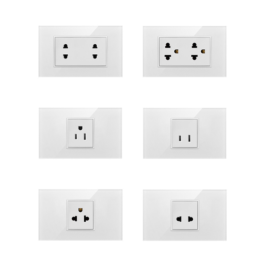 T series -Acrylic Panel Modern Home Switches US Standard Electrical Outlet Bell Wall Switch and TEL/LAN USB Socket