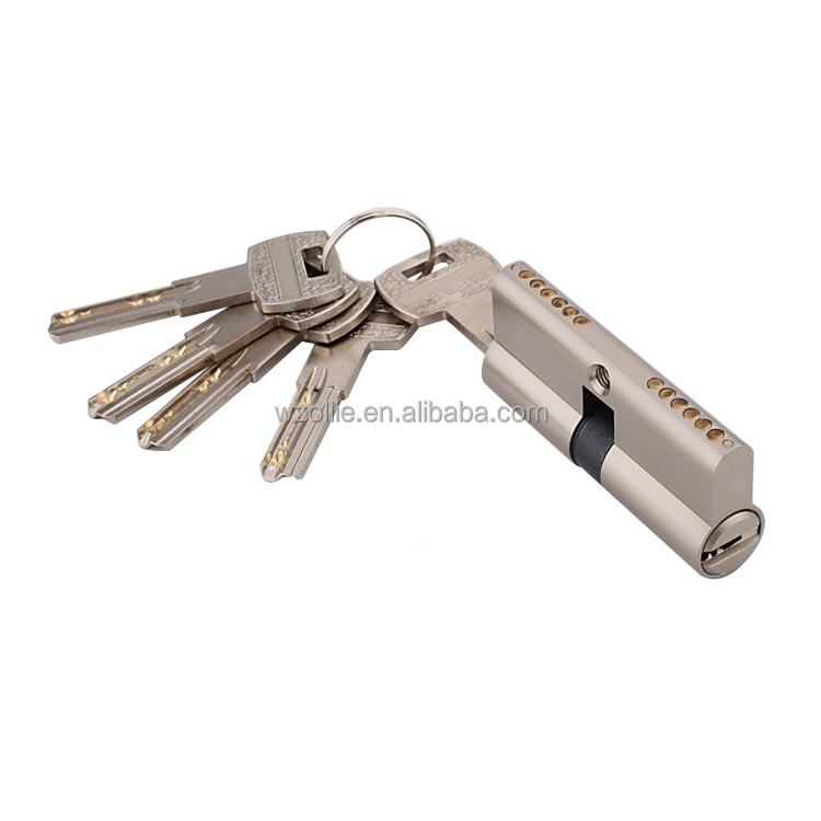 High quality metal brass european profile anti-theft double open keys cylinder lock set