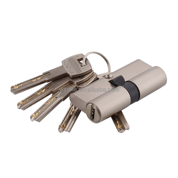 High quality metal brass european profile anti-theft double open keys cylinder lock set