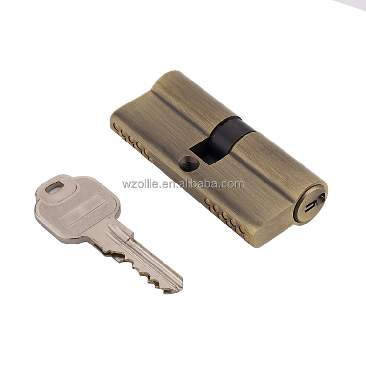 High quality metal brass european profile anti-theft double open keys cylinder lock set