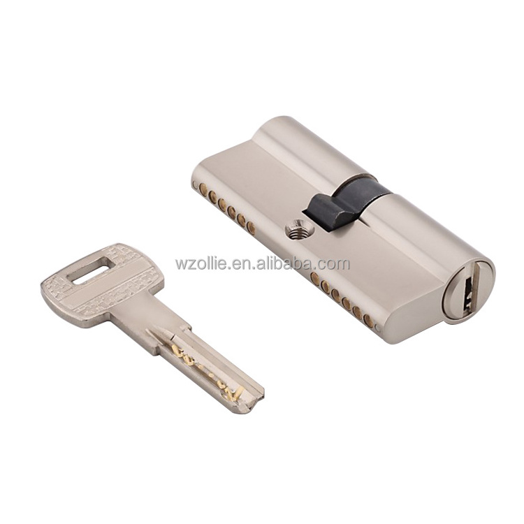 High quality metal brass european profile anti-theft double open keys cylinder lock set