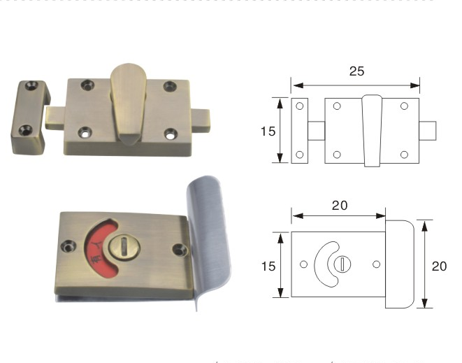 Zinc alloy SN CP Bathroom Accessories Stainless Steel Washroom Indicator Thumb Turn Toilet Door Lock