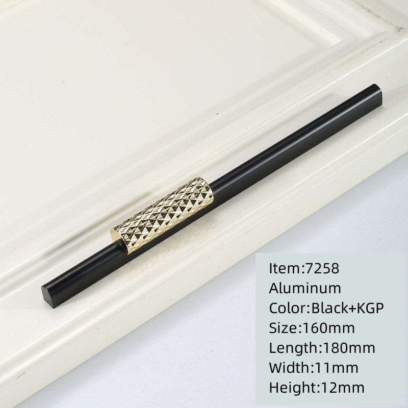 Ollie 128mm 160mm  aluminium black profile extrusion long drawer Aluminum pull gold metal kitchen cabinet handle