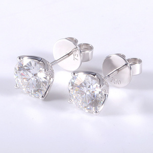 Wholesale earrings trendy 18k white gold single stone earring designs 2 pcs moissanite diamond drop earrings