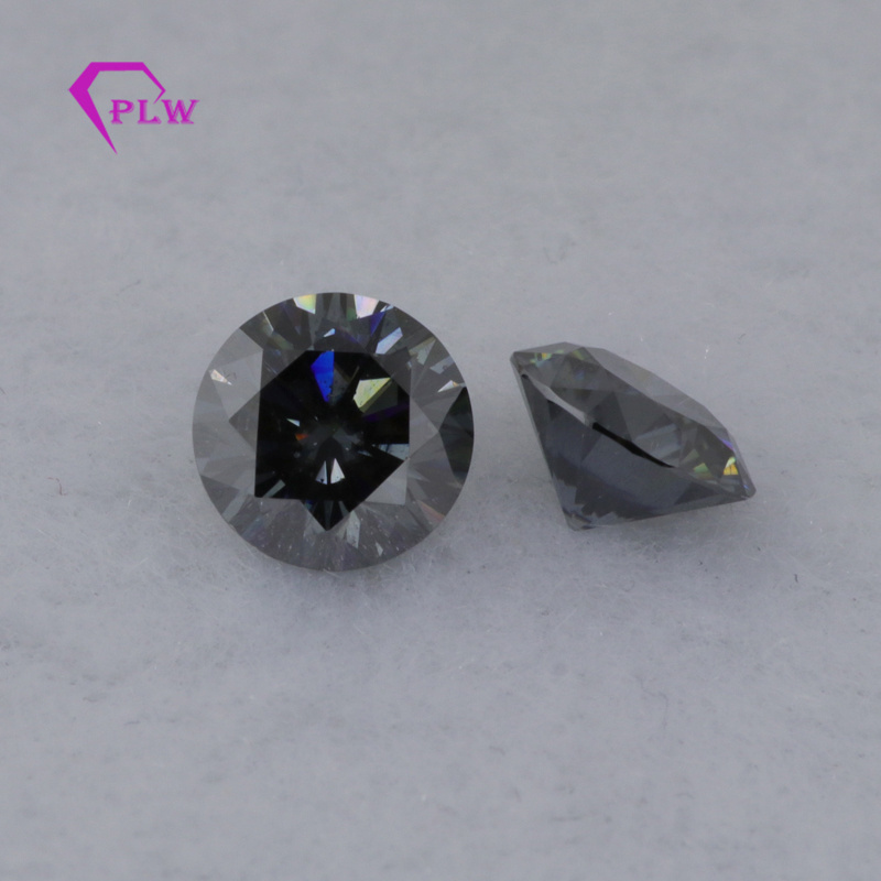 Round diamond cut charcoal grey 1carat black moissanite price per carat