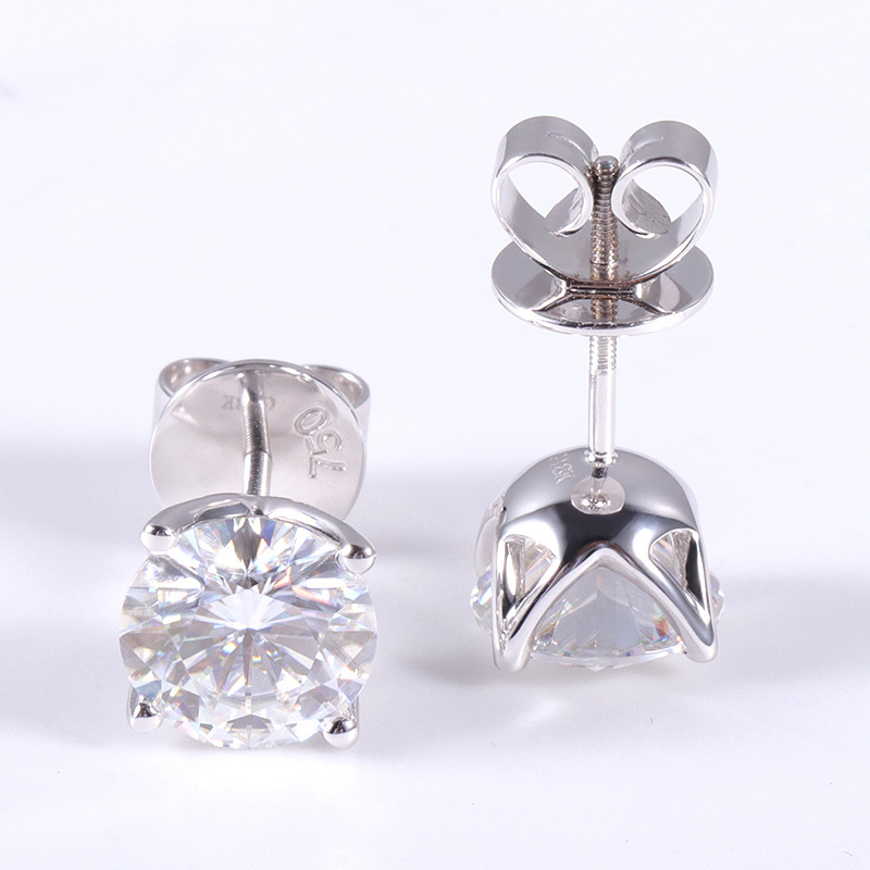 Wholesale earrings trendy 18k white gold single stone earring designs 2 pcs moissanite diamond drop earrings