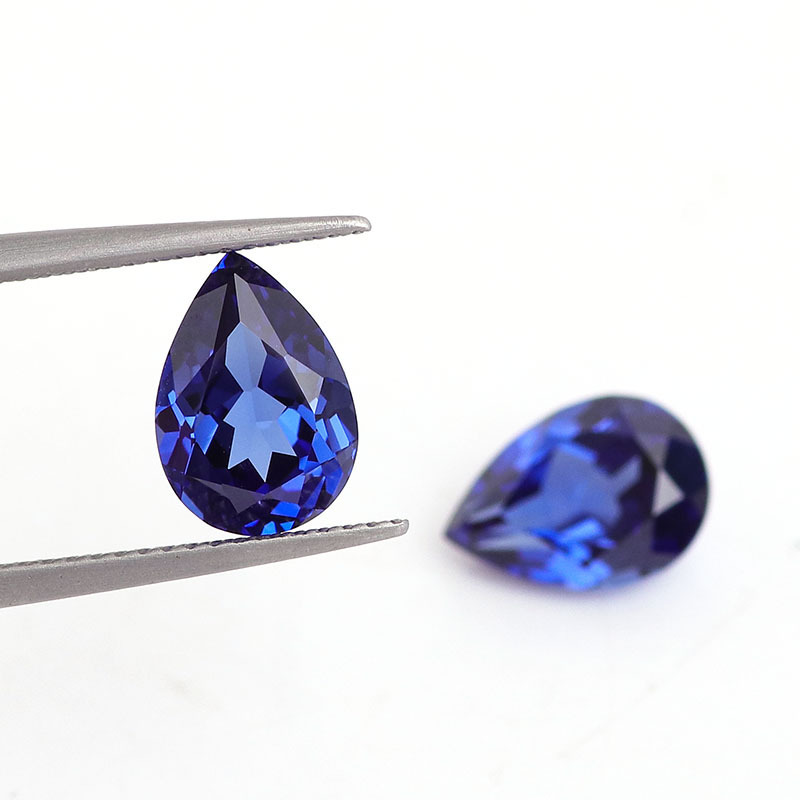 pear cut Beautiful Blue Sapphire loose stone custom for jewelry making Lab Grown Gemstone Synthetic Ruby Stone diamond