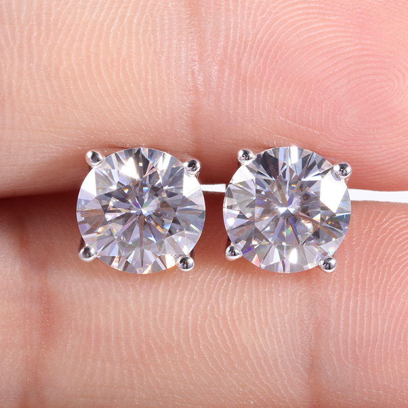 Wholesale earrings trendy 18k white gold single stone earring designs 2 pcs moissanite diamond drop earrings