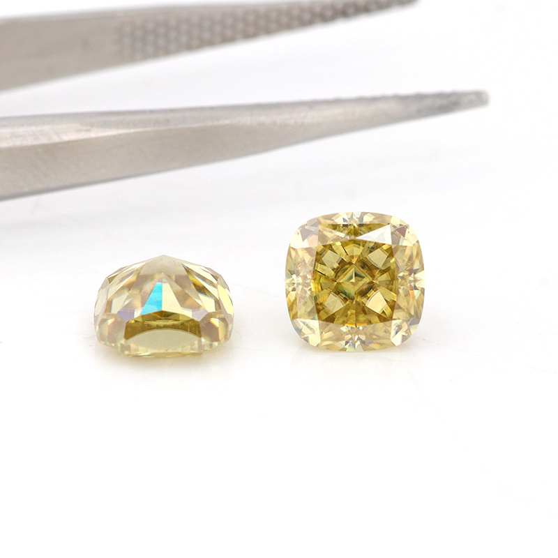 big 2ct 7*7mm deep yellow cushion cutting  moissanite loose diamond for sale