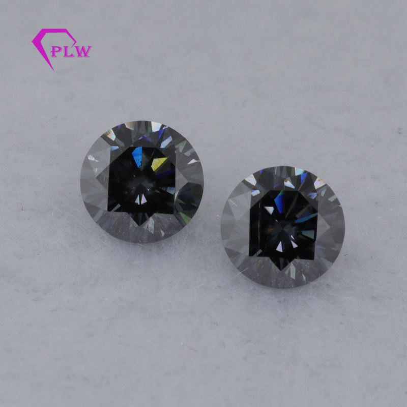 Round diamond cut charcoal grey 1carat black moissanite price per carat