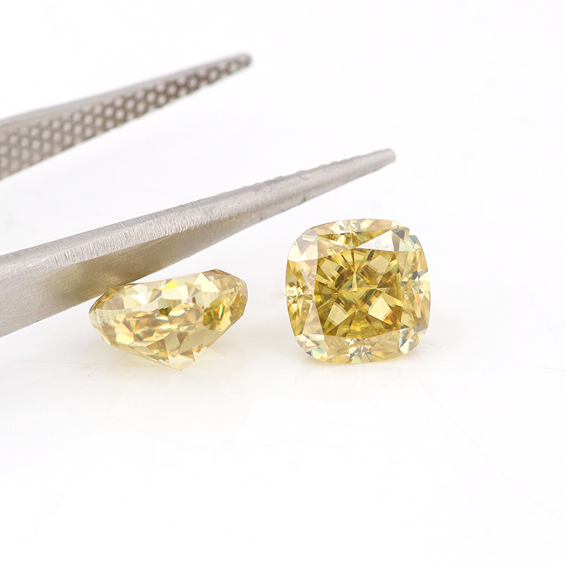 big 2ct 7*7mm deep yellow cushion cutting  moissanite loose diamond for sale