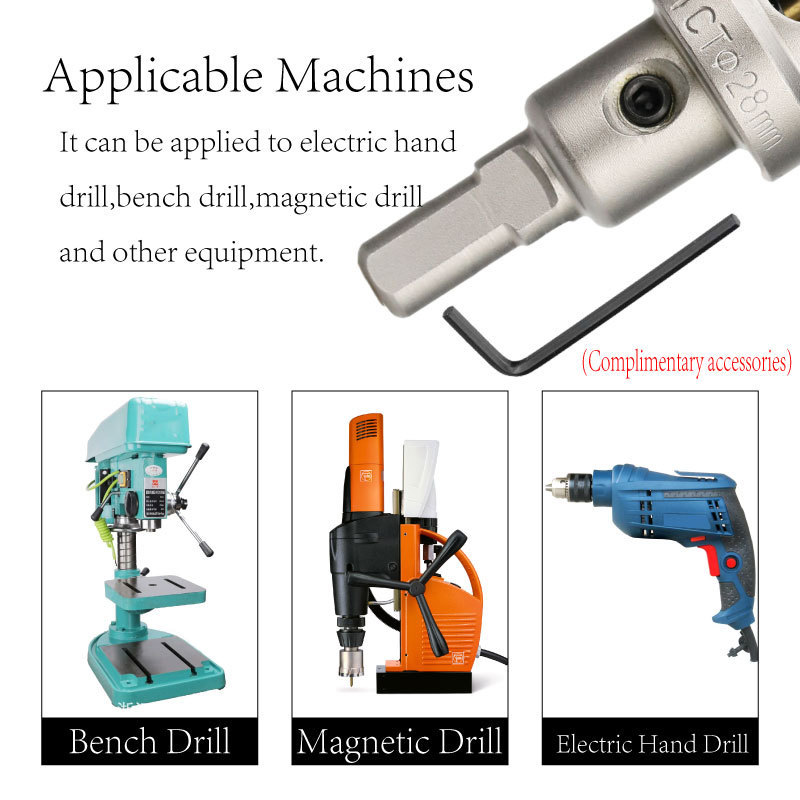 13PC Carbide-Tipped TCT Drill Holes Saw Set Drill Bit for Stainless Steel Concrete Wood Reamer Tool Kit Metal Cutter