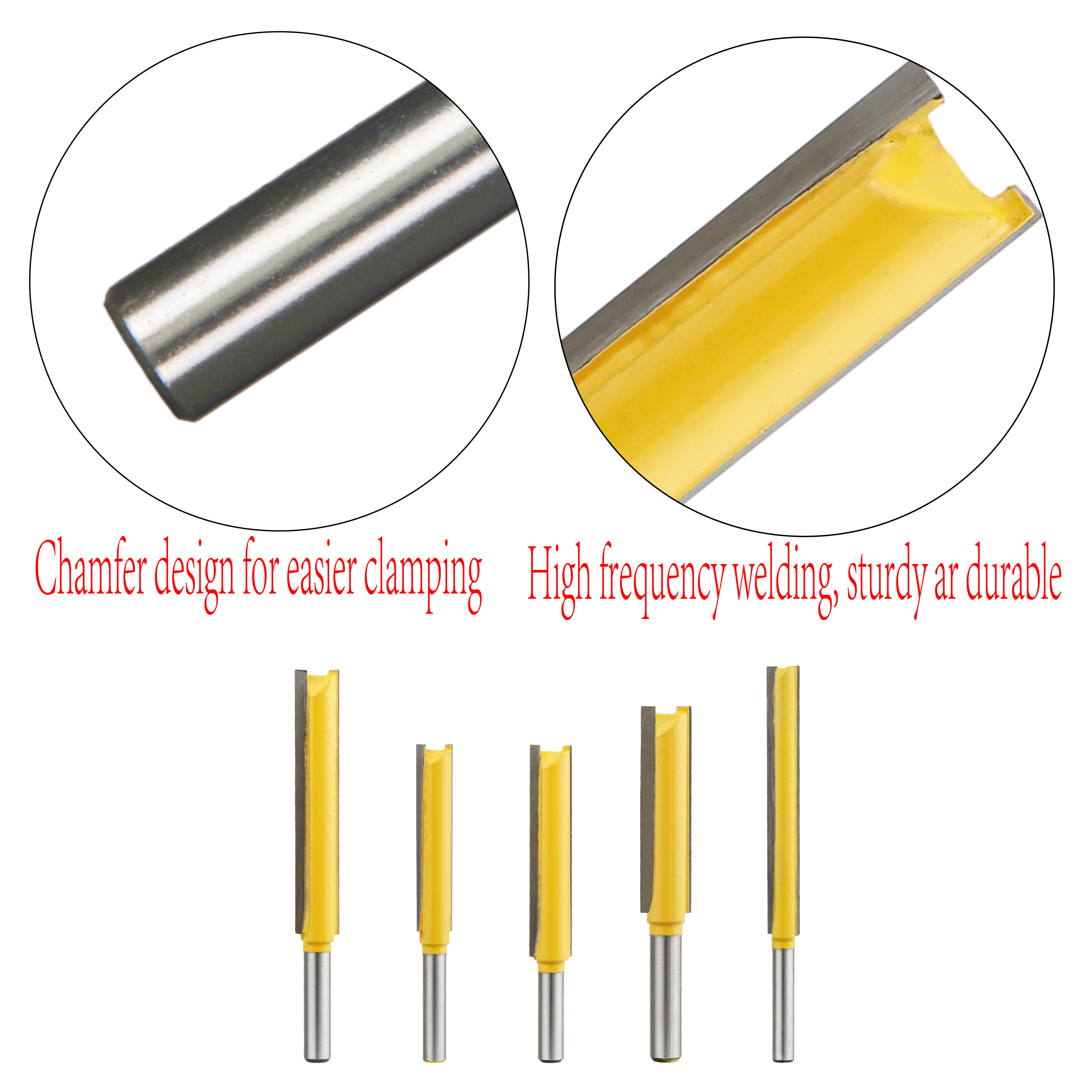 5PC Straight Router Bits Set Milling Cutter Solid Carbide  CNC Router Bit for Wood Tungsten Steel Router Bit