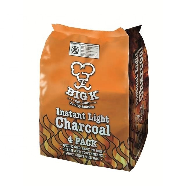 Custom Printed Laminated 2kg 3kg 4kg 5kg 11lbs Square Bottom Heat Seal Kraft Paper Bbq Barbecue Charcoal Packaging Bag