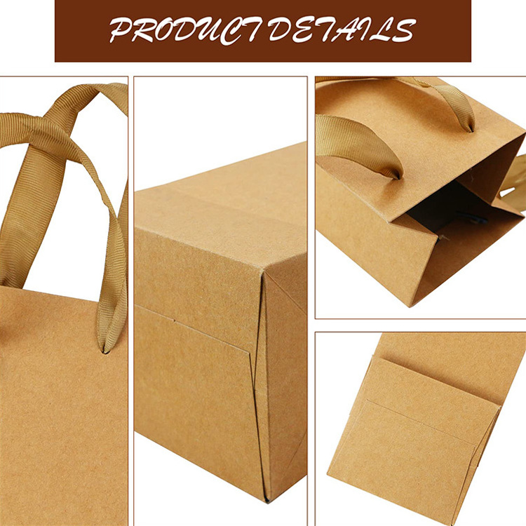 Wholesale Custom Elegant Recyclable Eco-Friendly Gift Handle Packaging 250gsm Wine Kraft Paper Bag