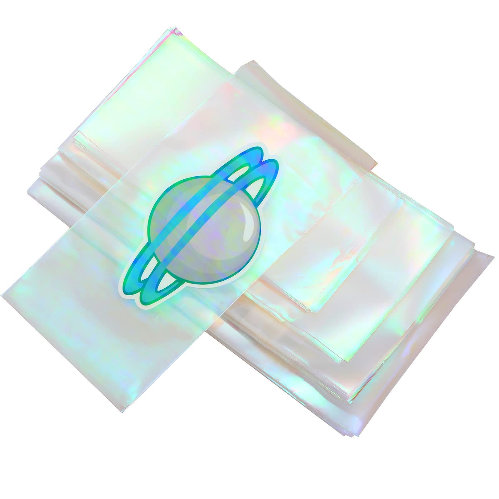 4 Size Resealable Self-sealing Reliable Iridescent Holographic Cellophane Treat Bag for Candy Aluminum Foil Package