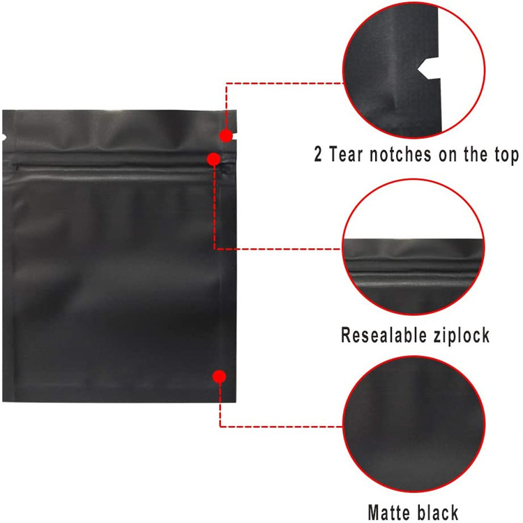 Resealable Bolsa Plastico Packaging Clear Matte Black Flat Pouch Zipper Plastic Zip Lock Custom Printed Mylar Bags with Window