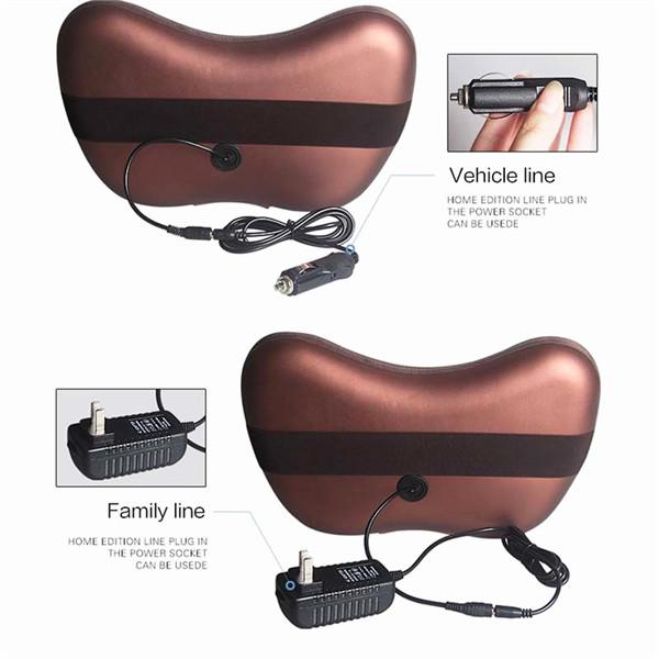 QY-999 3d Kneading Head Cushion Electric Neck Shiatsu Shoulder Back Car Home Rotation Infred Heating Massage Pillow