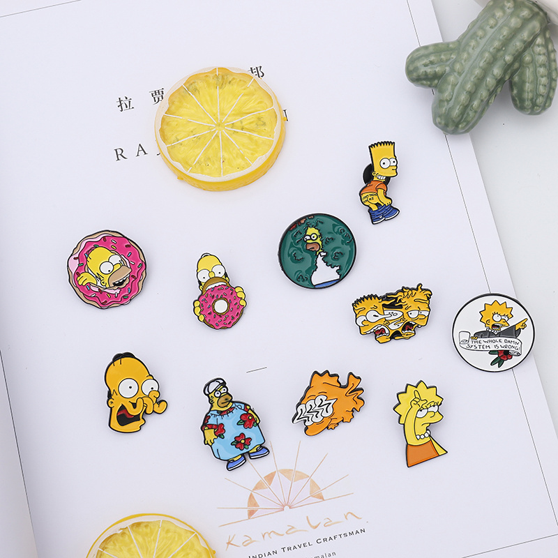 TV series Simpsons Donut Custom Funny Anime Brooch Bag Clothes Cartoon Comics Badge Enamel Lapel Pins