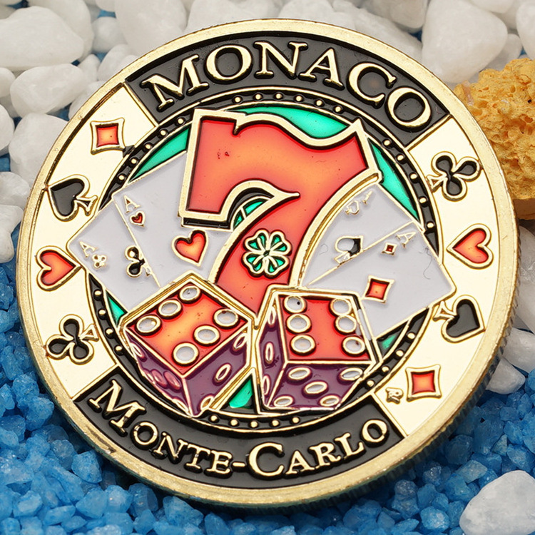 Custom 32mm Casino Poker Number Coin Las Vegas 7 Coin Enamel Metal Poker Chips