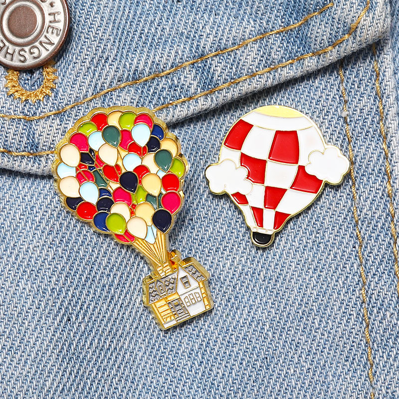 Colourful Balloon Pins Cartoon Movie Up Enamel Pin Hot Air Balloon Brooch Badges Lapel Pins