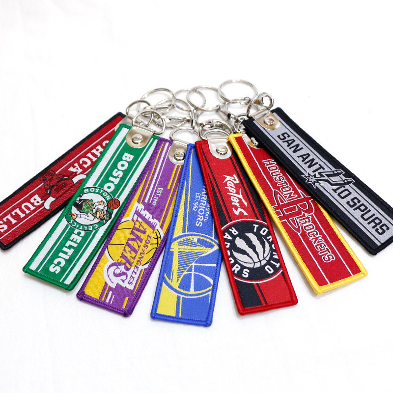 Wholesale Lakers basketball kobe key chain creative embroidery woven mark pendant basketball keychains souvenirs