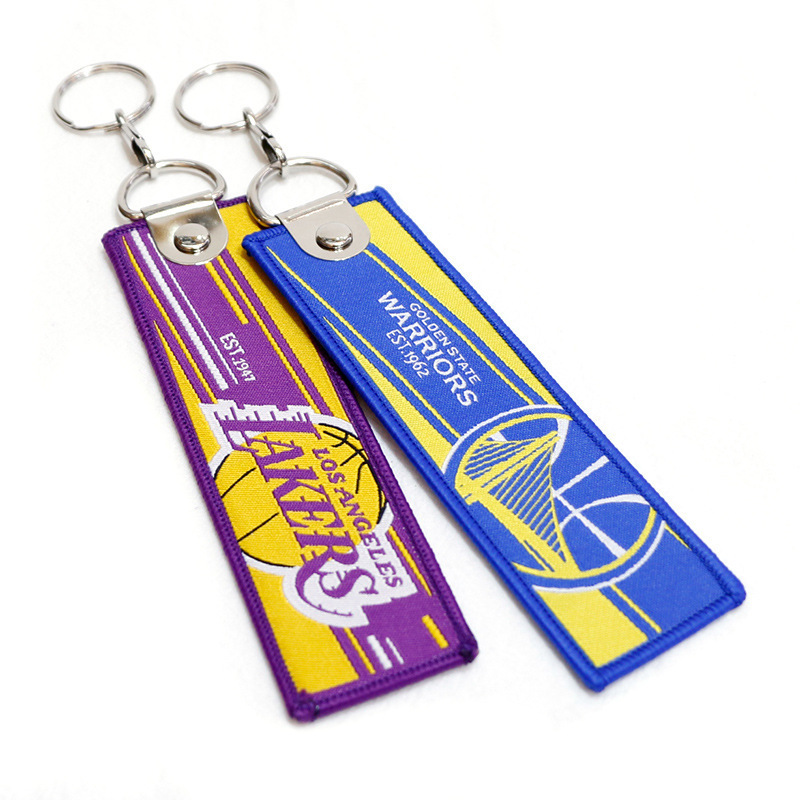 Wholesale Lakers basketball kobe key chain creative embroidery woven mark pendant basketball keychains souvenirs