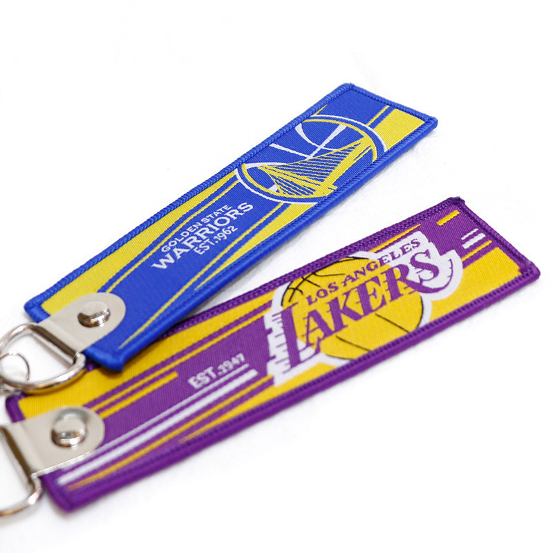 Wholesale Lakers basketball kobe key chain creative embroidery woven mark pendant basketball keychains souvenirs