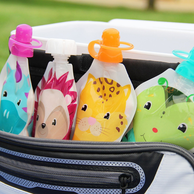 Package Nozzle Transparent Juice Beverage Food Liquid Drink Plastic Pe Stand up Bag Cute Shape Spout Pouch